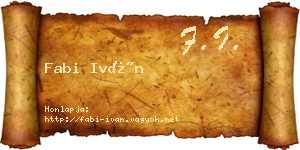 Fabi Iván névjegykártya